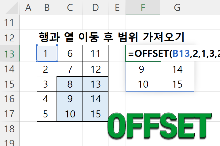 OFFSET 함수 - 행과 열 이동 후 참조구하기 - XLWorks