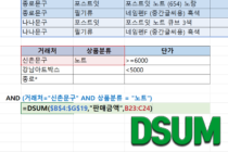 DSUM 함수 사용법