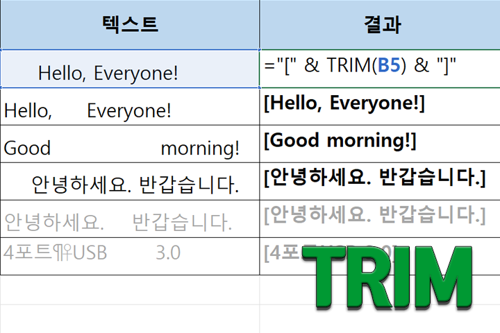 TRIM 함수 - 공백 제거하기 - XLWorks