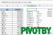 PIVOTBY 함수 사용법